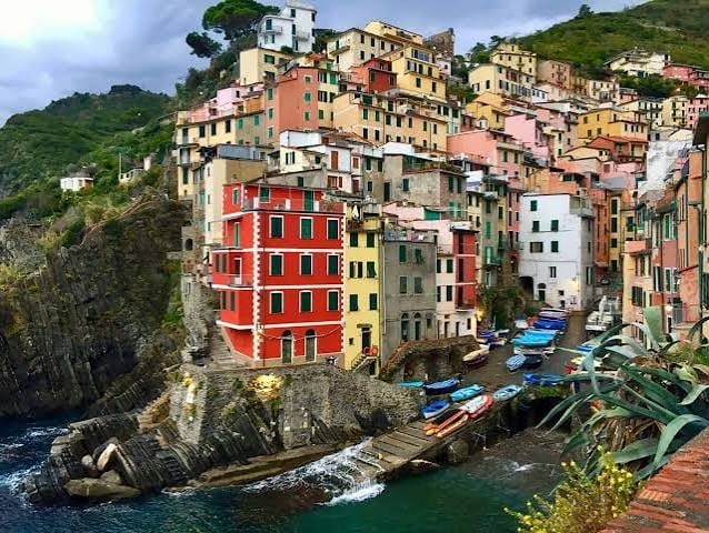 Views of Riomaggiore Italy from viewpoint