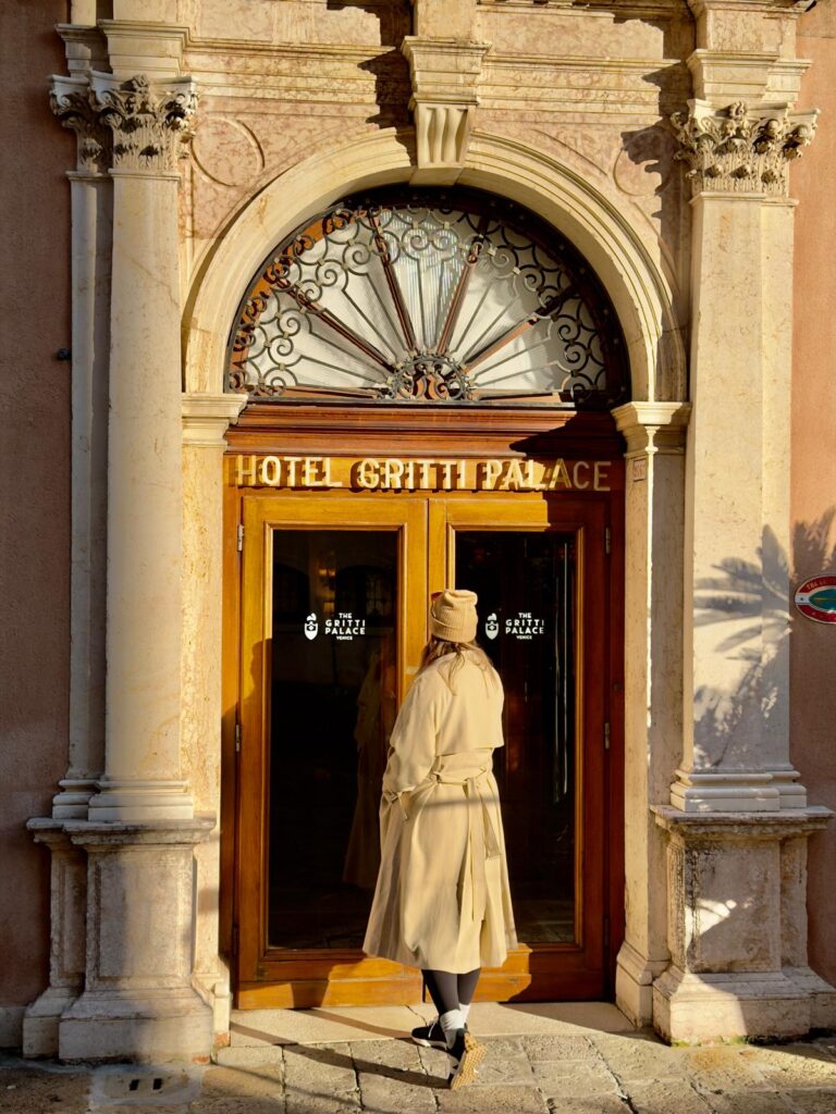 Walking into the Gritti Palace Venice