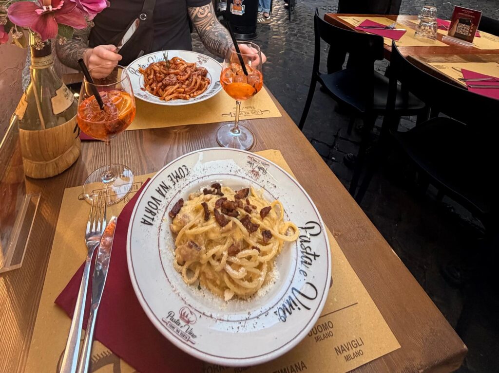 carbonara-in-rome Carbonara and aperol spritz in rome
