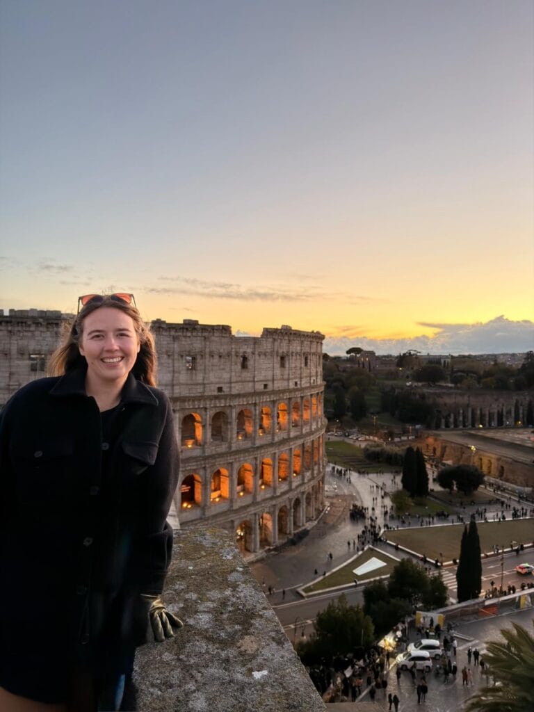 Amazing rooftop view of the Colosseum from our hotel