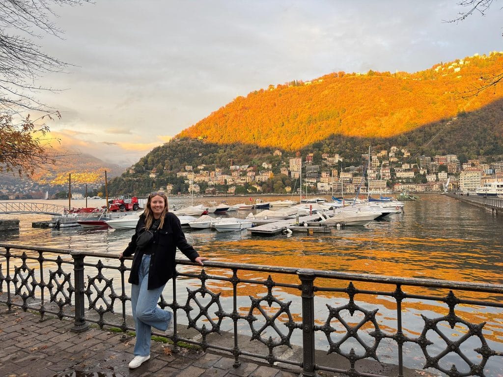 Lake Como in the fall during golden hour 